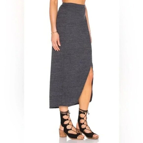 Anthropologie Nation Marnie Wrap Midi Skirt Knit High Rise Waist Gray Size XS - Picture 2 of 15